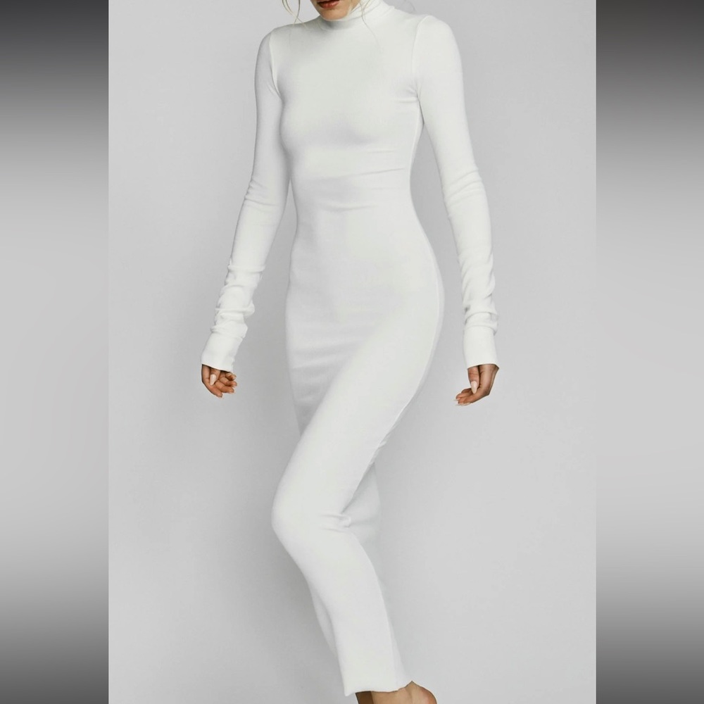 ETERNE LONG SLEEVE TURTLENECK DRESS MAXI CREAM - Picture 4 of 8